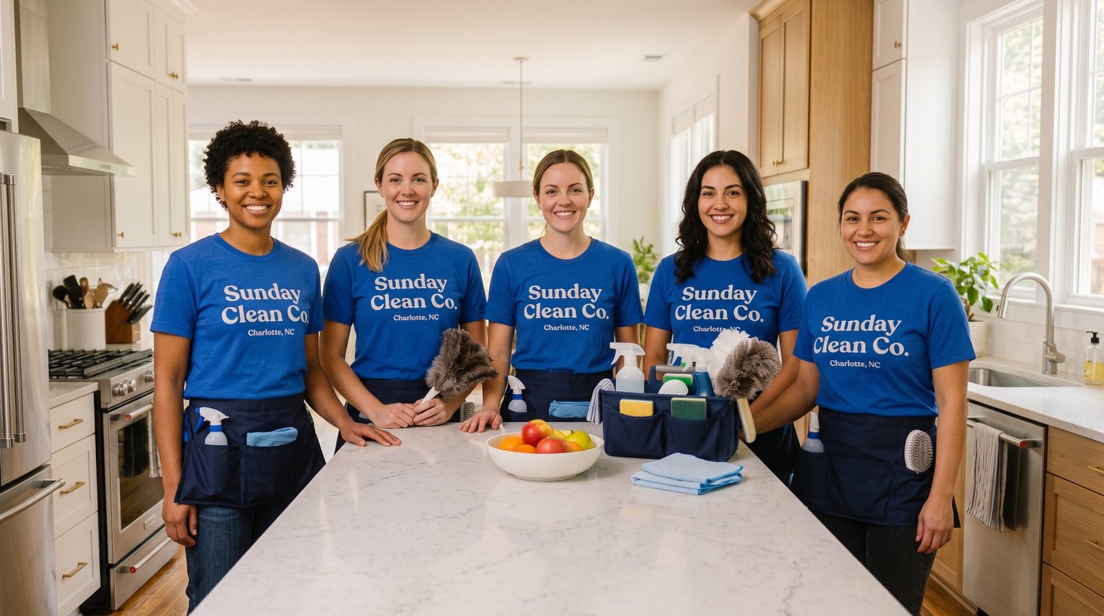 The Sunday Clean Co. team in a Charlotte kitchen